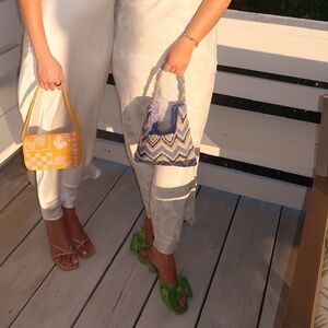 Purple green beaded bag